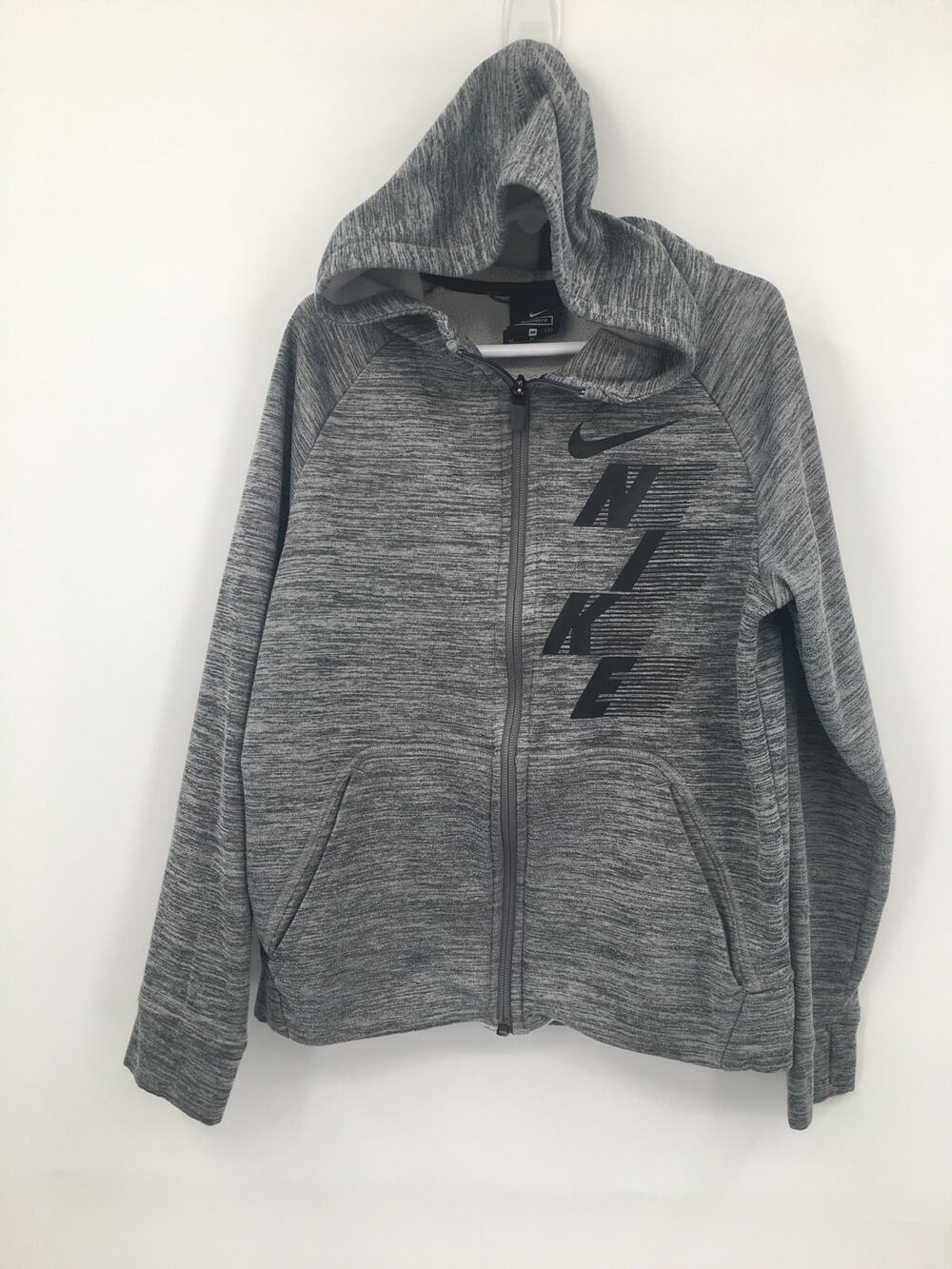 Nike Gray Full Zip Dri-Fit Standard Fit Hoodie Sweatshirt Kids M
